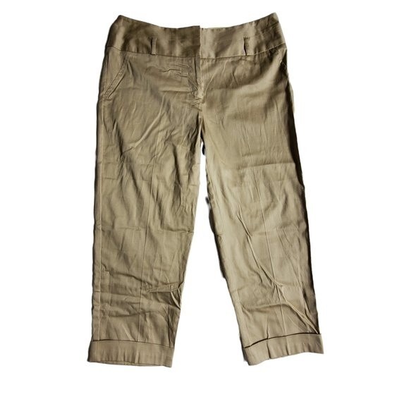 Cato Tan Solid Capri Pants with Belt Loops and Faux Pockets Sz 8 - Picture 1 of 15